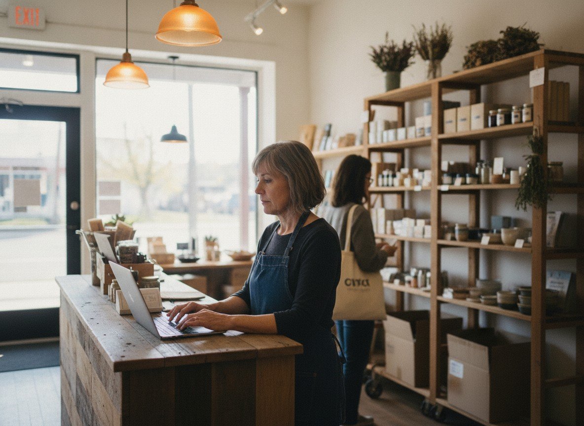 Il·lustració editorial de OpenAI llança un programa perquè les petites empreses nord-americanes adoptin ChatGPT, amb tallers, acadèmies presencials i socis com Shopify o Intuit