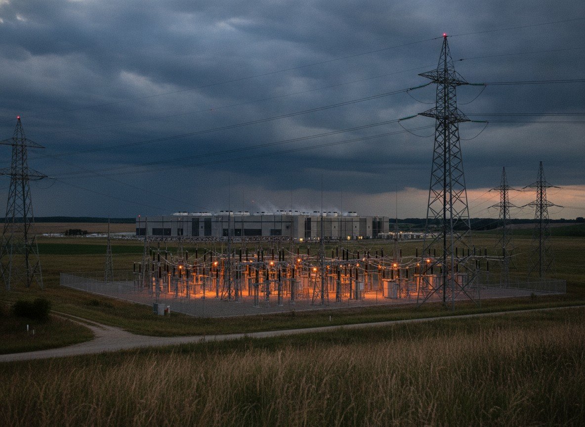 Il·lustració editorial de La major xarxa elèctrica dels EUA falla per tercer any consecutiu a l'hora de garantir prou subministrament davant la demanda dels centres de dades d'IA
